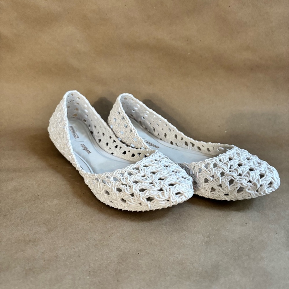 Melissa White Crochet Women's Flats